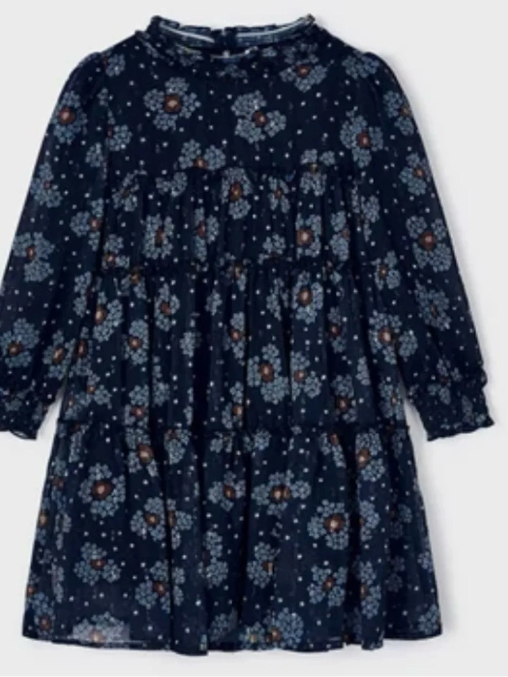 Mayoral Navy Blue Floral Tiered Dress for Girls